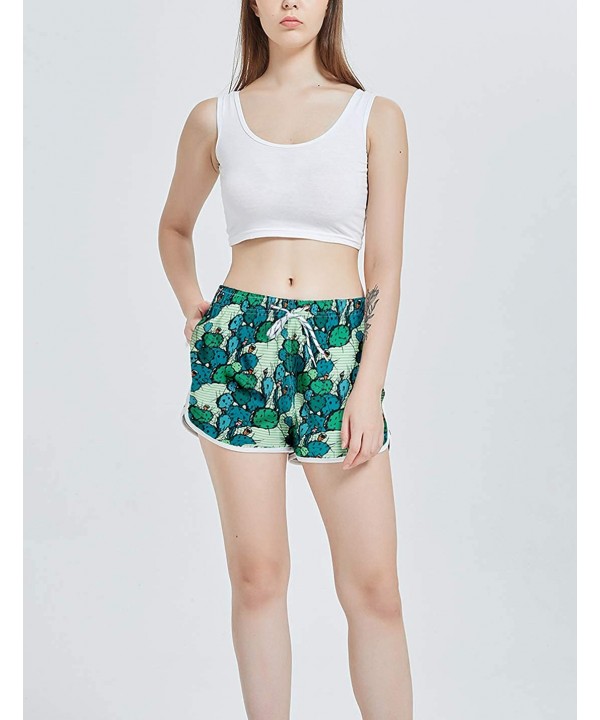 Women's Floral Swim Shorts Casual Beach Swim Trunks Quick Dry Elastic Waist Board Shorts - Green-cactus - CH190AW68MG $21.86-...