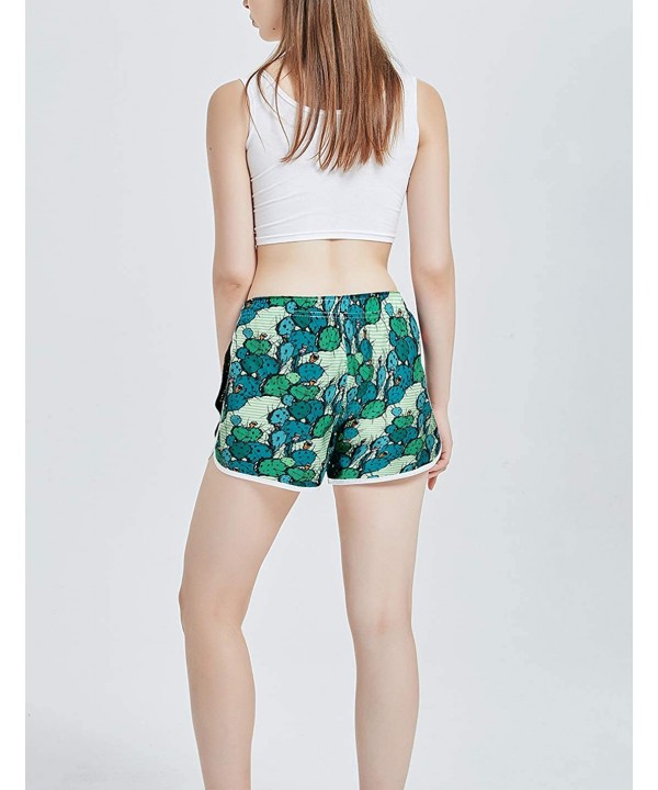 Women's Floral Swim Shorts Casual Beach Swim Trunks Quick Dry Elastic Waist Board Shorts - Green-cactus - CH190AW68MG $21.86-...