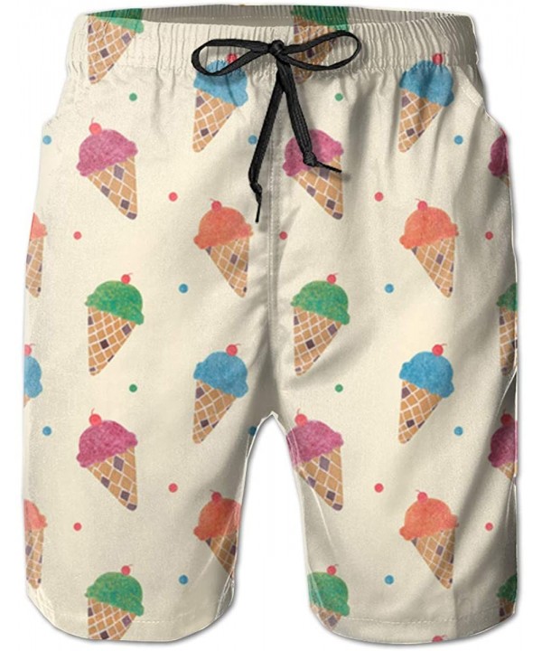 Men Fashion Swim Trunks Quick Dry Bathing Suits Board Shorts with Pocket - Fun Ice Cream Pattern - CN199MXYOY2 $23.27-Board S...