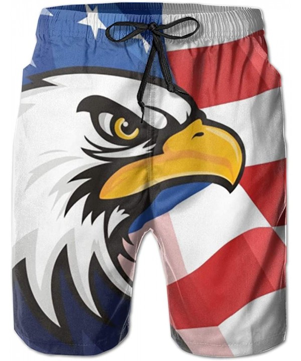 Men Moisture Swim Trunks Street Shorts for Beach SPA - Us Flag Independence Day Freedom Bald Eagle 1 - CZ19040Z8XZ $33.29-Boa...