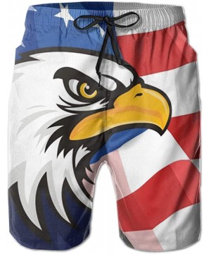 Men Moisture Swim Trunks Street Shorts for Beach SPA - Us Flag Independence Day Freedom Bald Eagle 1 - CZ19040Z8XZ $33.29-Boa...