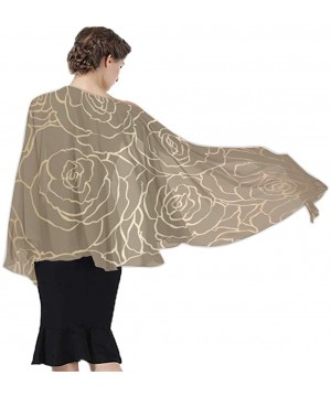 Women Chiffon Scarf Shawl Wrap Sunscreen Beach Swimsuit Bikini Cover Up - Gold Rose Flower - CQ190HI3MAX $26.55-Cover-Ups