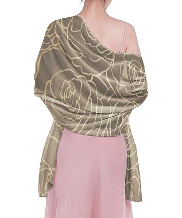 Women Chiffon Scarf Shawl Wrap Sunscreen Beach Swimsuit Bikini Cover Up - Gold Rose Flower - CQ190HI3MAX $26.55-Cover-Ups