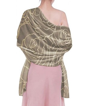 Women Chiffon Scarf Shawl Wrap Sunscreen Beach Swimsuit Bikini Cover Up - Gold Rose Flower - CQ190HI3MAX $26.55-Cover-Ups