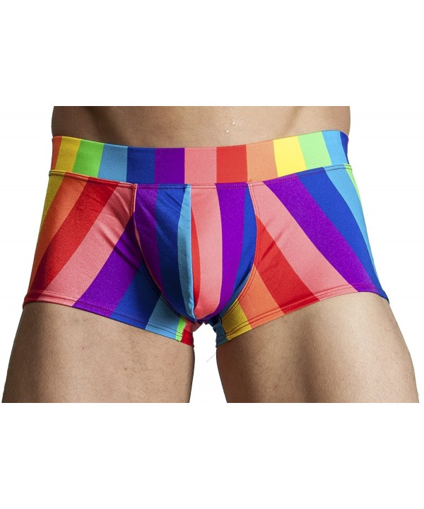 Mens New Printed Hot Body Boxer Swimsuit - Big Stripe - C511ISG9NQH $24.17-Racing