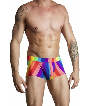 Mens New Printed Hot Body Boxer Swimsuit - Big Stripe - C511ISG9NQH $24.17-Racing