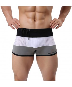 Men's Beach Trunks- Swimming Boxer Brief Swimsuit Swim Underwear Board Shorts - Gray - C918TQYS6RK $9.81-Briefs