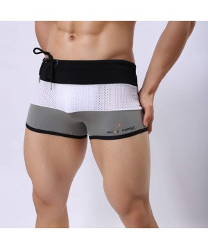 Men's Beach Trunks- Swimming Boxer Brief Swimsuit Swim Underwear Board Shorts - Gray - C918TQYS6RK $9.81-Briefs