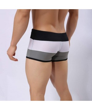 Men's Beach Trunks- Swimming Boxer Brief Swimsuit Swim Underwear Board Shorts - Gray - C918TQYS6RK $9.81-Briefs