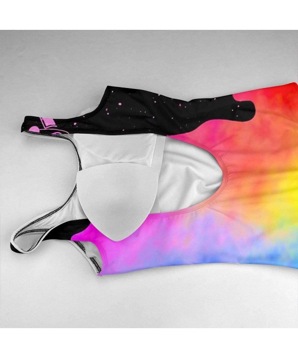 Women Tummy Control Vintage Party One-Piece Halter Backless Swimsuits Beachwear - Rainbow Color Art Picture Poured Out of the...