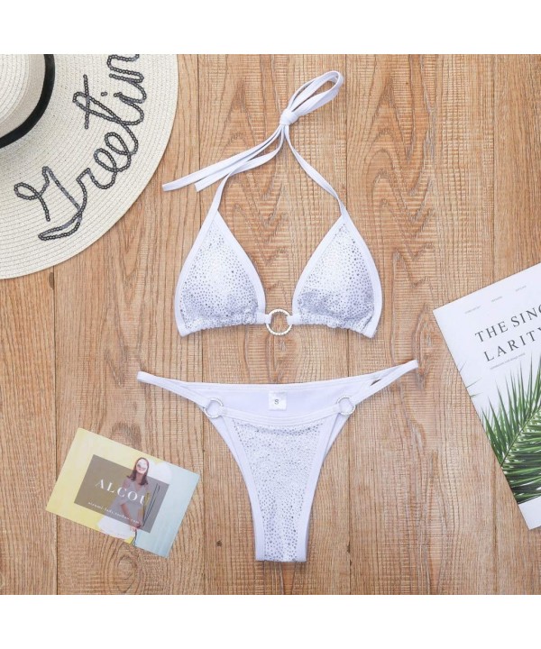 New Swimsuit!! Women Bandeau Bandage Bikini Set Push-Up Brazilian Swimwear Beachwear Swimsuit - White - C11906TUU8K $21.84-Sets