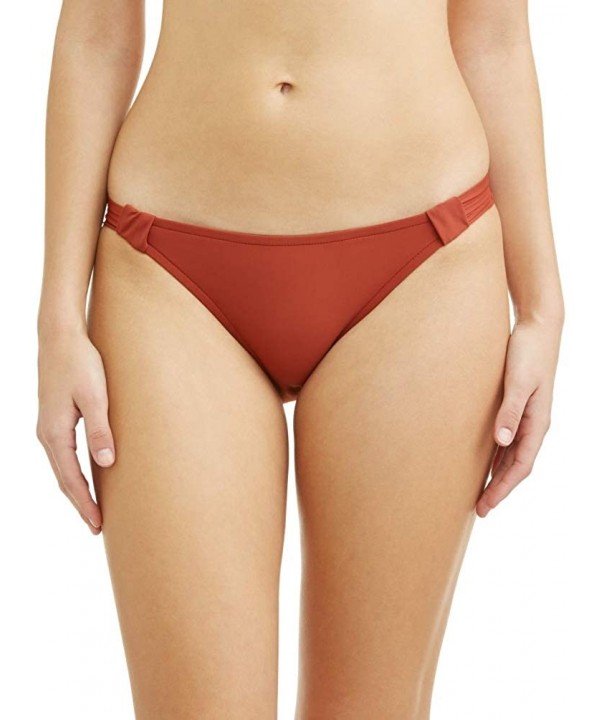 Juniors' Solid Knotted Swimsuit Bottom - Rusty Brick - C318W4ASX2W $16.60-Tankinis