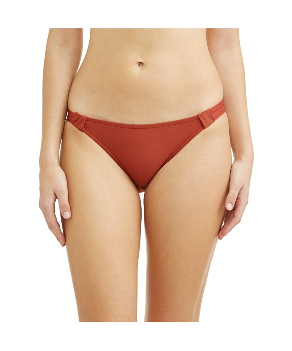 Juniors' Solid Knotted Swimsuit Bottom - Rusty Brick - C318W4ASX2W $16.60-Tankinis