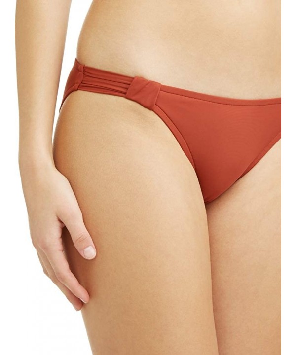 Juniors' Solid Knotted Swimsuit Bottom - Rusty Brick - C318W4ASX2W $16.60-Tankinis