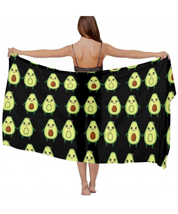 Women Chiffon Sarong Beach Bikini Cover Up Wedding Party Shawls Wraps - Cute Avocado Lovers Green Black - C6190TSG8WL $27.23-...