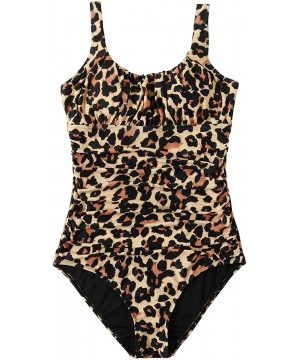 Women One Piece Tummy Control Leopard Printed Spaghetti Straps Swimsuits - Leopard - C3196M6CN3H $21.18-One-Pieces