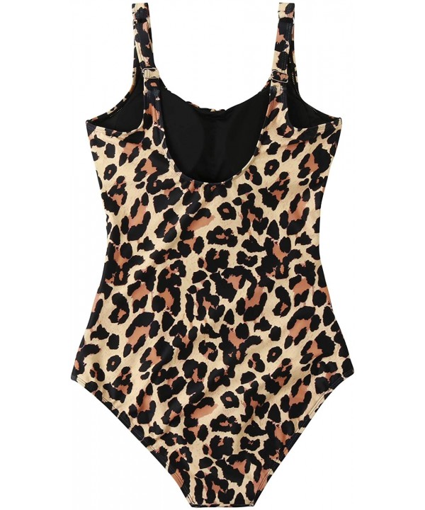 Women One Piece Tummy Control Leopard Printed Spaghetti Straps Swimsuits - Leopard - C3196M6CN3H $21.18-One-Pieces