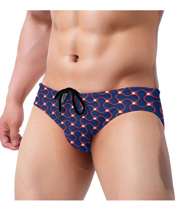 Patriotic Geometric Flag Men Briefs Bikini Swimwear Sexy Low Rise Swimsuit with Drawstring - Patriotic Geometric Flag - CL199...