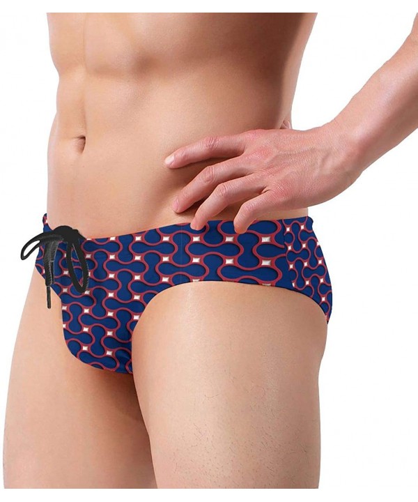 Patriotic Geometric Flag Men Briefs Bikini Swimwear Sexy Low Rise Swimsuit with Drawstring - Patriotic Geometric Flag - CL199...