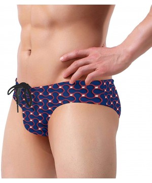 Patriotic Geometric Flag Men Briefs Bikini Swimwear Sexy Low Rise Swimsuit with Drawstring - Patriotic Geometric Flag - CL199...