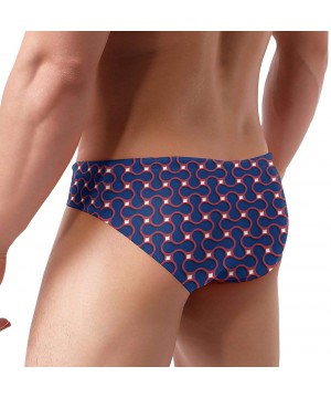 Patriotic Geometric Flag Men Briefs Bikini Swimwear Sexy Low Rise Swimsuit with Drawstring - Patriotic Geometric Flag - CL199...