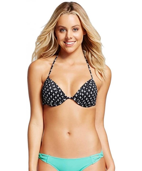 Women's Shore Halter Bikini Top - Black Print Chevron - CU18U26QWX0 $21.66-Tops