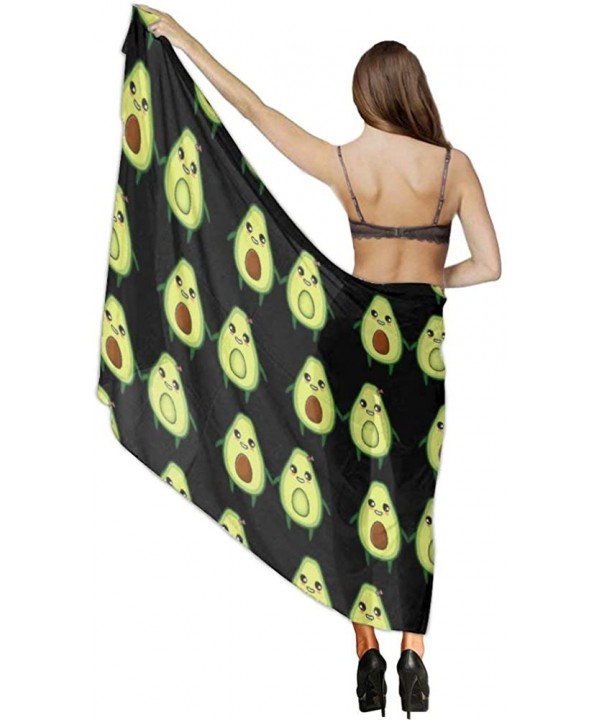 Women Chiffon Sarong Beach Bikini Cover Up Wedding Party Shawls Wraps - Cute Avocado Lovers Green Black - C6190TSG8WL $27.23-...