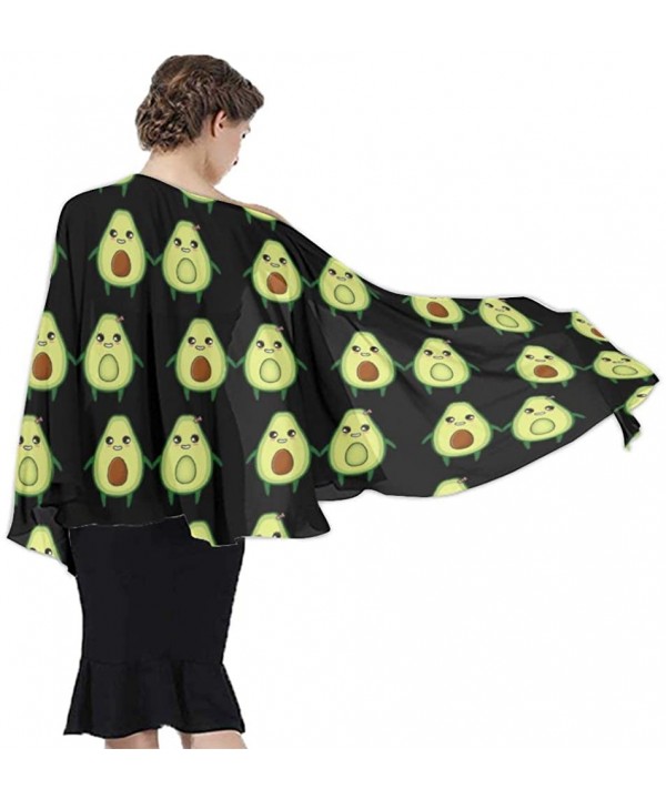 Women Chiffon Sarong Beach Bikini Cover Up Wedding Party Shawls Wraps - Cute Avocado Lovers Green Black - C6190TSG8WL $27.23-...