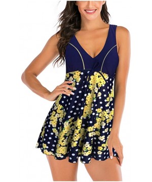 Women Dot Tank Top With Boyshorts Tankini Set Bathing Suits - 7 Yellow - CB196LAH8IE $22.76-Tankinis