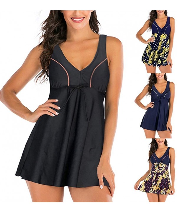 Women Dot Tank Top With Boyshorts Tankini Set Bathing Suits - 7 Yellow - CB196LAH8IE $22.76-Tankinis