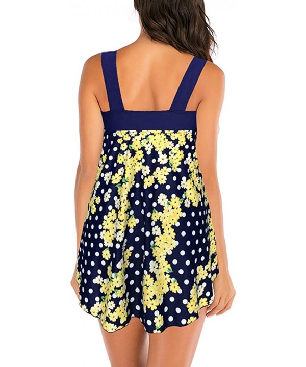 Women Dot Tank Top With Boyshorts Tankini Set Bathing Suits - 7 Yellow - CB196LAH8IE $22.76-Tankinis