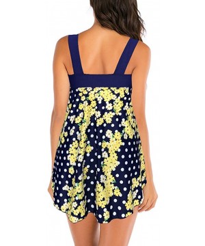 Women Dot Tank Top With Boyshorts Tankini Set Bathing Suits - 7 Yellow - CB196LAH8IE $22.76-Tankinis