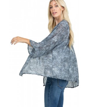 Women Sheer Loose fit Chiffon Kimono Sleeve Open Cardigan and Cover up - Grey Snake - CY18UO4ZEIT $21.36-Cover-Ups