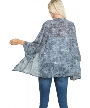 Women Sheer Loose fit Chiffon Kimono Sleeve Open Cardigan and Cover up - Grey Snake - CY18UO4ZEIT $21.36-Cover-Ups