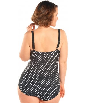 Women's Plus Size Control One Piece Swimsuit - Swimwear w/Underwire - Black White - Femme Fatale - C4182M8C7U0 $36.39-One-Pieces