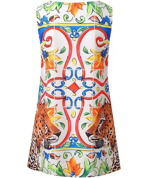 Women's Vintage Boho Summer Sleeveless Beach Printed Short Mini Dress Sleeveless Floral Tank Dress Casual Tunic Dresses - E-w...