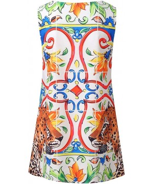 Women's Vintage Boho Summer Sleeveless Beach Printed Short Mini Dress Sleeveless Floral Tank Dress Casual Tunic Dresses - E-w...