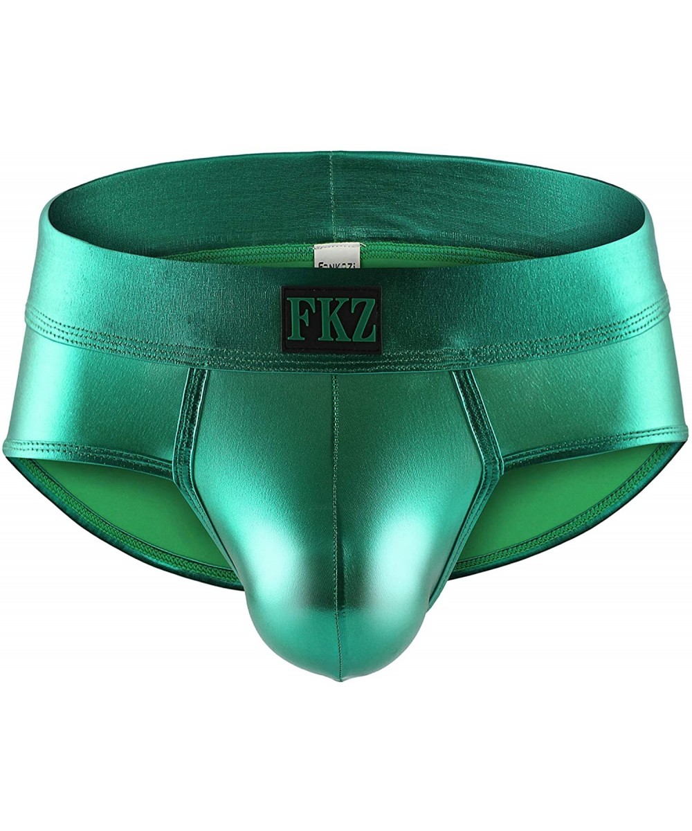 Men's Shiny Metallic Mini Boxer Briefs Performance Trunks Underpants - Green - CQ18ADY6EK5 $13.70-Briefs