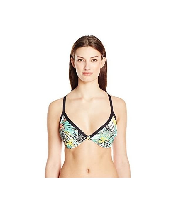 Women's Hilary D- Dd- E- F Cup Underwire Bikini Top Swimsuit - Folia Print - C612O3OG5A1 $28.53-Tops