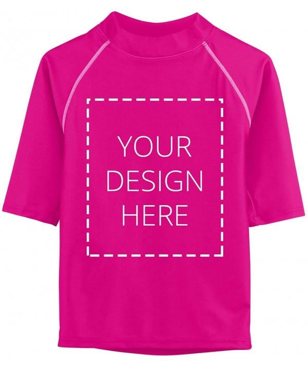 Adult Unisex Custom/Personalized Short Sleeve Rash Guard- UPF 50+ - Fuchsia - CX12M45HPIF $51.00-Rash Guards