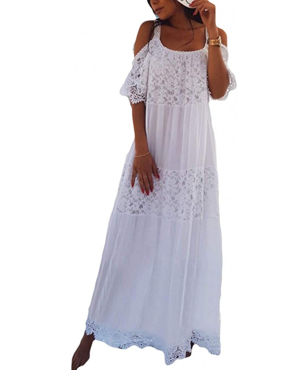 Women Beachwear Turkish Kaftans Long Swimsuit Cover up Caftan Beach Dress - White 3 - CH18NOEE672 $28.39-Cover-Ups