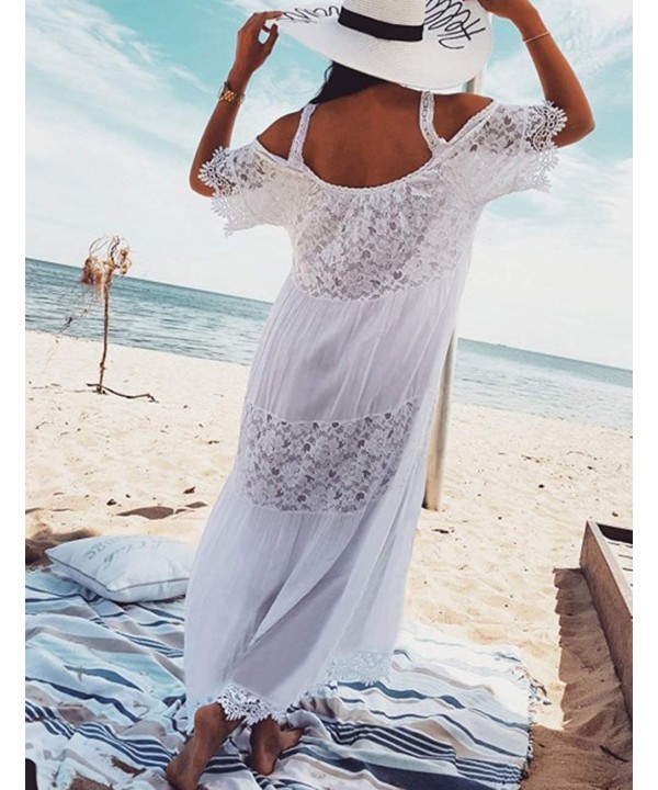 Women Beachwear Turkish Kaftans Long Swimsuit Cover up Caftan Beach Dress - White 3 - CH18NOEE672 $28.39-Cover-Ups