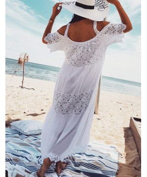 Women Beachwear Turkish Kaftans Long Swimsuit Cover up Caftan Beach Dress - White 3 - CH18NOEE672 $28.39-Cover-Ups