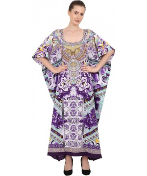 Kaftan Tunic One Size Cover Up Maxi Dresses Lougewear Embellished Kimono (K-131/K-134) - 133-purple - CH1929R6723 $18.40-Cove...