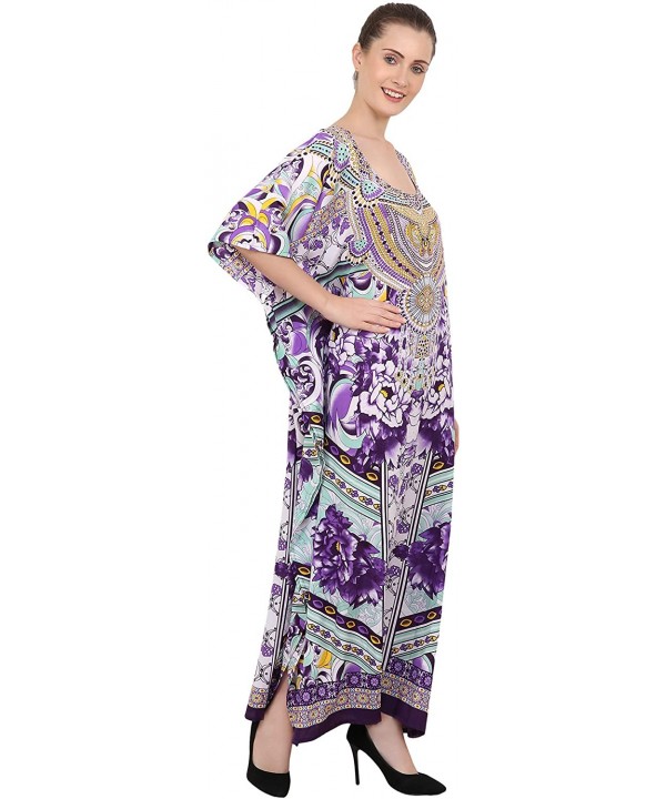 Kaftan Tunic One Size Cover Up Maxi Dresses Lougewear Embellished Kimono (K-131/K-134) - 133-purple - CH1929R6723 $18.40-Cove...