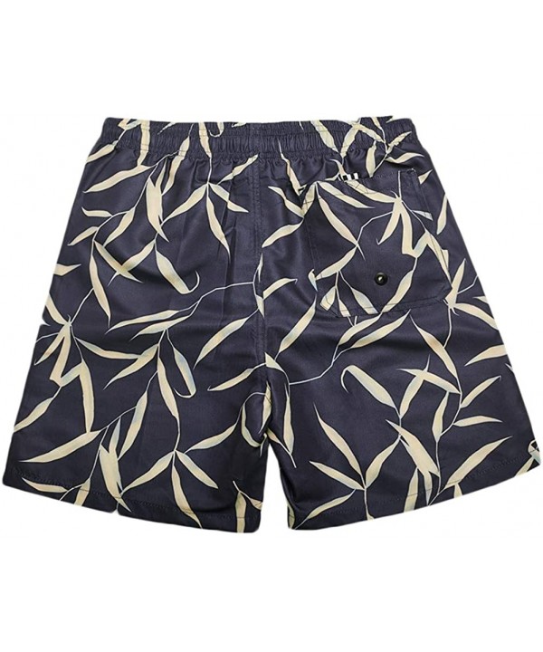 Men Swim Trunk with Mesh Lining Print Bathing Suit - Black Leaves - CU18WCWX5AM $19.06-Trunks