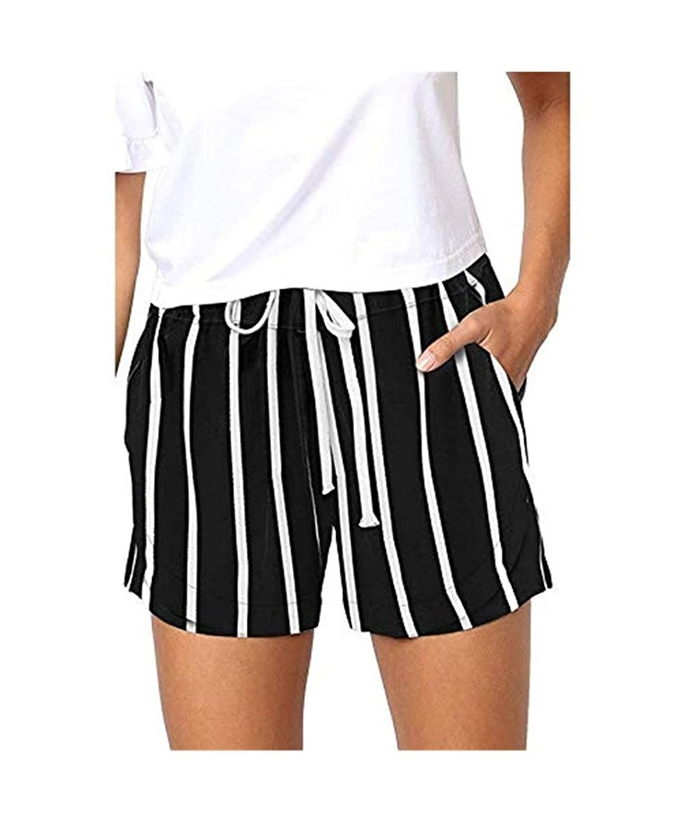 Fashion Casual Womens Drawstring Comfy Print Elastic Waist Pockets Shorts Pants - Black - C7199QES9D5 $19.99-Board Shorts