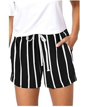 Fashion Casual Womens Drawstring Comfy Print Elastic Waist Pockets Shorts Pants - Black - C7199QES9D5 $19.99-Board Shorts