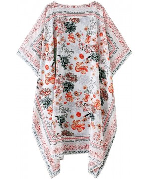 Womens Chiffon Long Kimono Cardigans Boho Floral 0pen Front Cover Ups Shawl Robes - 1floral Print - CA18S0YTTWY $21.26-Cover-Ups