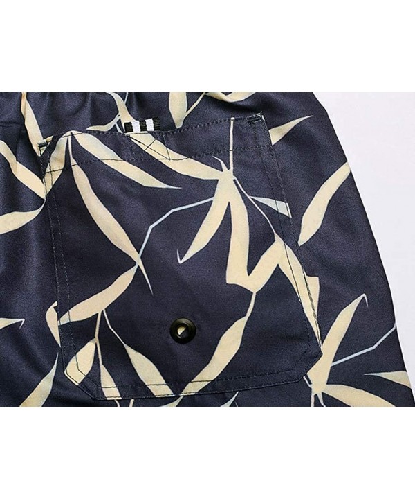 Men Swim Trunk with Mesh Lining Print Bathing Suit - Black Leaves - CU18WCWX5AM $19.06-Trunks